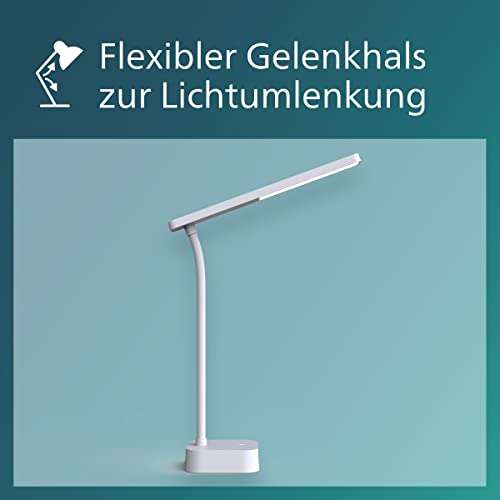 Philips Lighting - Lámpara LED de mesa tipo Flexo Tilpa 5W 5000K con 3 escenas de luz - Carga USB
