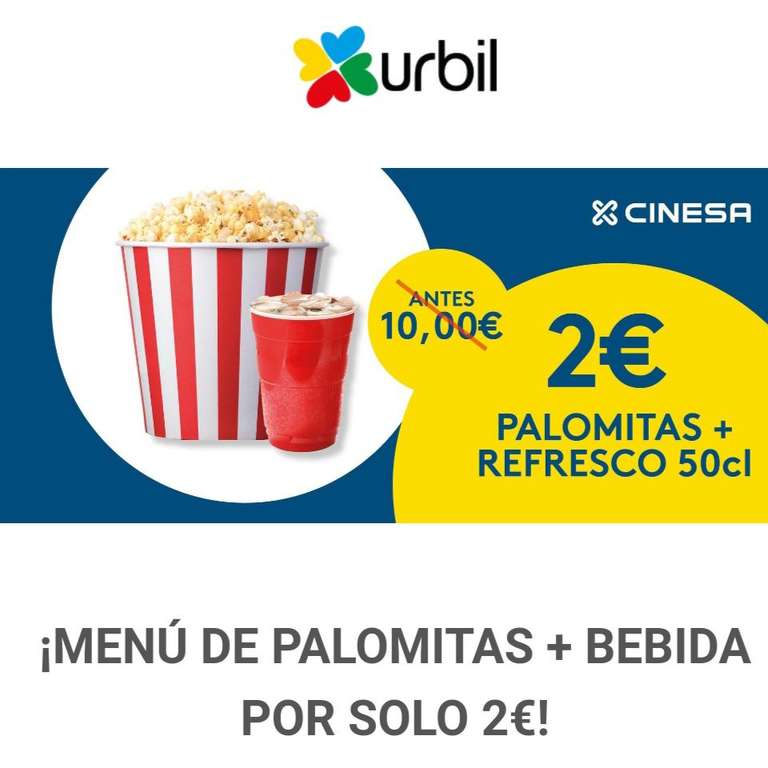 Palomitas + Bebida por solo 2€ en Urbil
