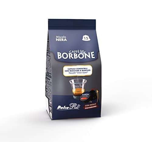 Caffè Borbone Café Mezcla Negra - 90 cápsulas (6 paquetes de 15) - Compatibles con las Cafeteras Nescafé* Dolce Gusto*