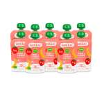 Smileat - Pack de 10 Pouch de Frutas Ecológicas - Sin Sal ni Azúcar Añadido, Sin Gluten - Snack Práctico para Peques Sabor a Fresa y Plátano