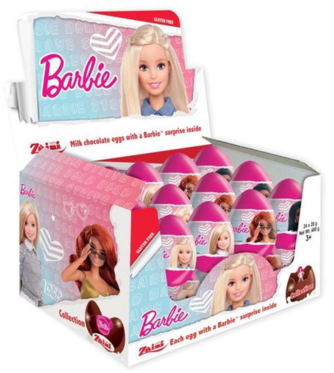 24 huevos de chocolate con sorpresas de Barbie