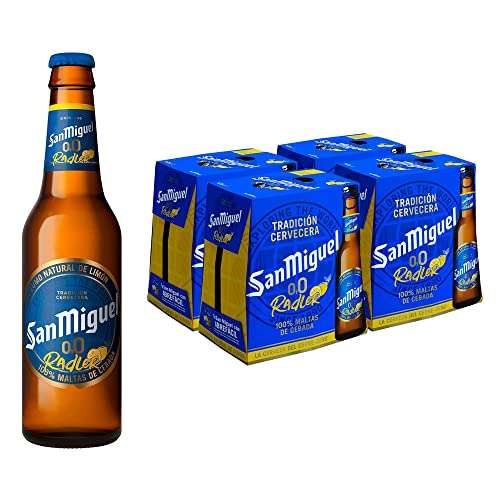 San Miguel 0,0 Radler Cerveza con Limón - Pack de 24 Botellines x 25 cl - Sin Alcohol