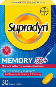 Supradyn Memory 50+ Multivitaminas Para La Memoria Y Concentración, Vitaminas, Minerales, Ginseng, Zinc, Sin Glúten, Sin Lactosa, 30 uds