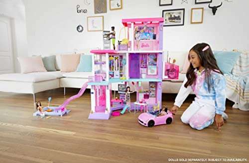 Barbie 60 Aniversario Dreamhouse Casa de muñecas 3 pisos con 10 habitaciones, muebles y más de 70 accesorios