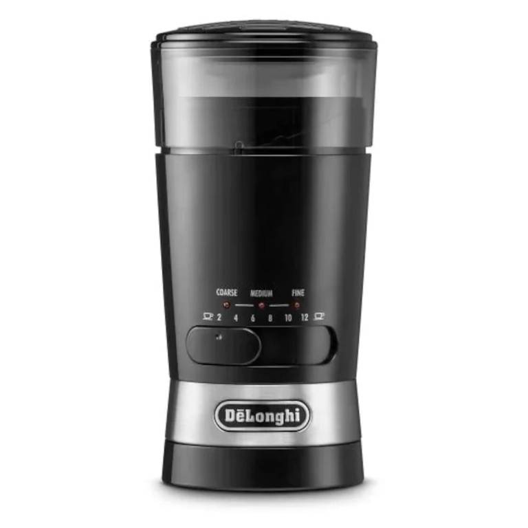 Molinillo de Café De»Longhi KG210 (170W, Capacidad 90g, Cuchillas de Acero, Nivel de Molienda LED, Negro)