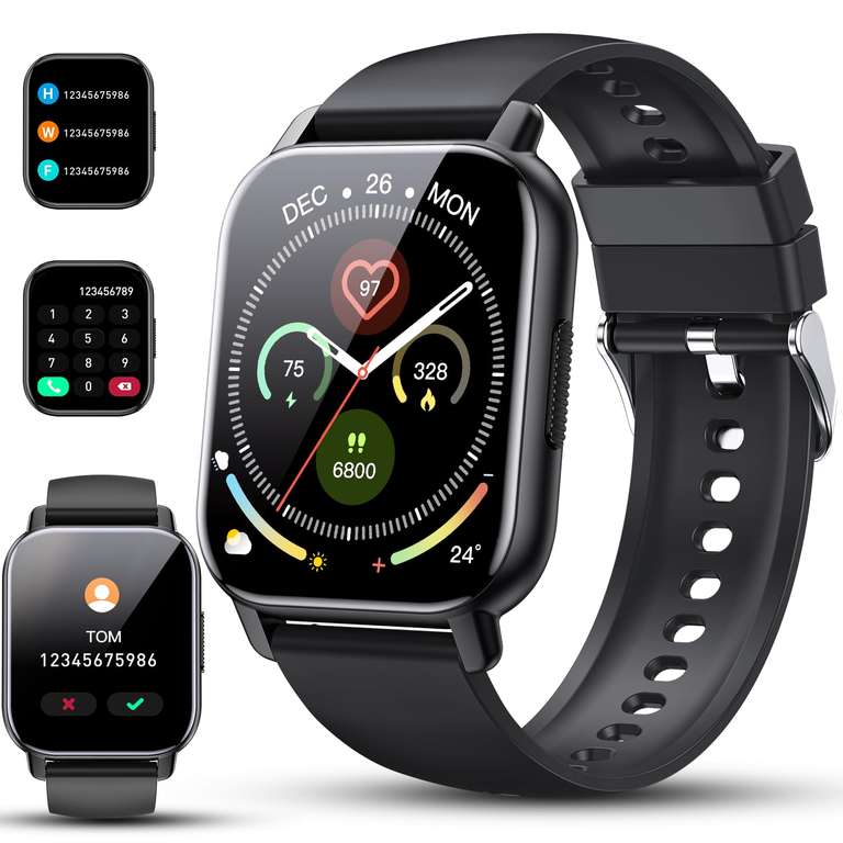 Smartwatch Negro Impermeable IP68. Para iOS Android.