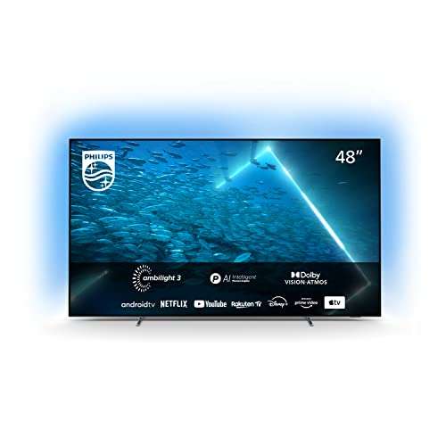 Philips 48OLED707 UHD Android TV, 48 Pulgadas 4k Smart TV con Ambilight 3 Lados, Dolby Vision cinematográfico y Sonido