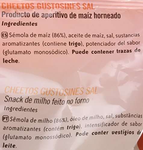 Cheetos Gustosines Sal Producto de Aperitivo de Maíz Horneado, 96g