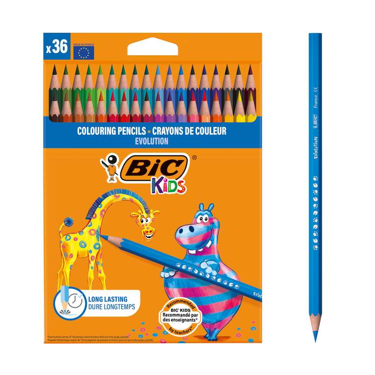 BIC Kids Evolution - Lápices para colorear, blíster de 36 unidades