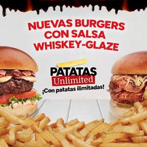 Patatas ilimitadas con las hamburguesas Whiskey-Glaze Cabra Cheese Burger/Crunchy Chicken Burger