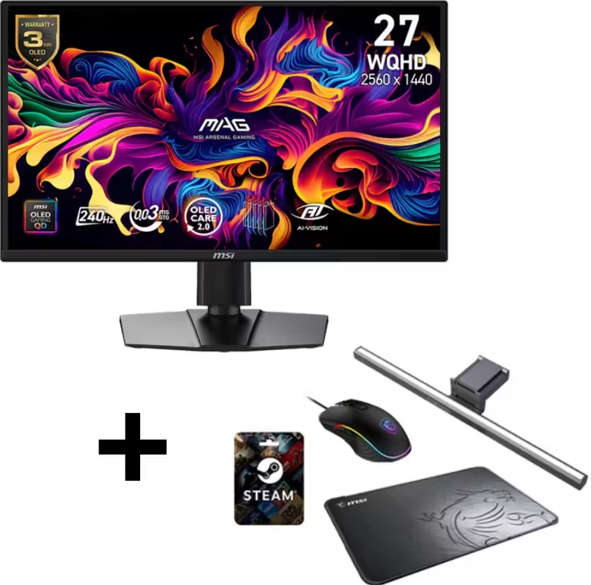 Monitor Gaming QD-OLED MSI MAG 272QP QD-OLED X24 (27" QHD, 240Hz, 0.03ms, OLED Care 2.0) MÁS Pack Monitores BTS Ultimate