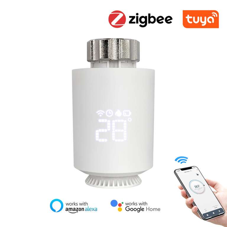 Termostato de actuador de radiador Tuya ZigBee controlador de temperatura de válvula termostática inteligente TRV, Alexa y Google Home