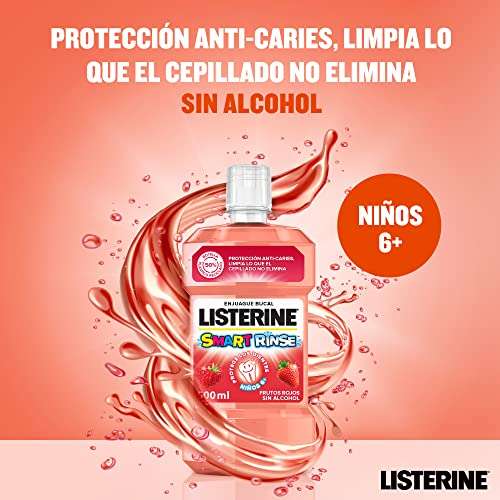 Listerine Enjuague Bucal Sin Alcohol para Niños, Smart Rinse, 500 ml