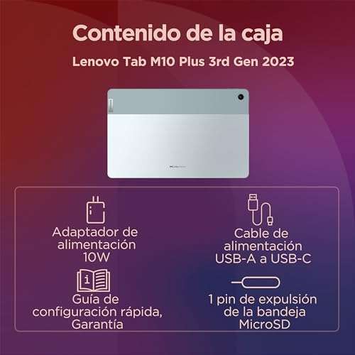 Lenovo Tab M10 Plus (3rd Gen) 2023 - Tablet de 10.61" 2K , 4GB de RAM, 128GB ampliables hasta 1 TB,