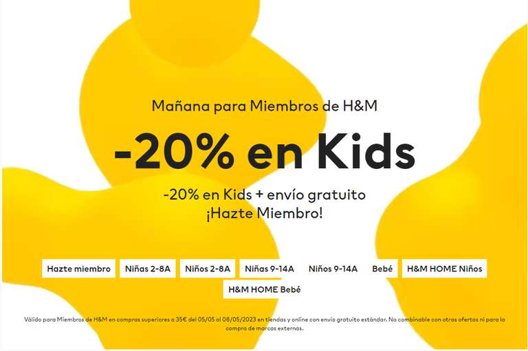 20% en ropa infantil del 5 al 8 de Mayo (compras > 35 €) - Tiendas y online, sólo miembros