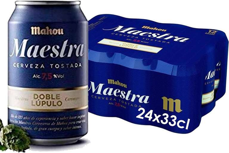 Cerveza MAHOU MAESTRA 2 x (pack 12 uds. x 33 cl.) = 24 latas / ( Oferta de 02/08/23 a 16/08/23)