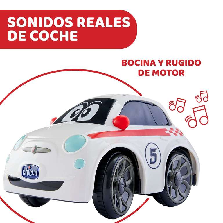 Chicco Fiat 500 RC Coche Radiocontrol, Coche Teledirigido de Carreras Deportivo para Niños, Coche Radiocontrol con Volante.