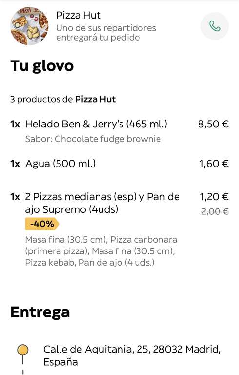 Pizza Hut - 2 pizzas y 4 pan de ajo por 1,20€
