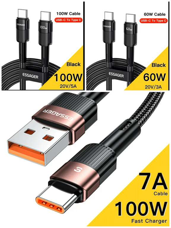 Essager cable a a c 7a 100w y c a c 60w 20v/3a y 100w 20v/5a