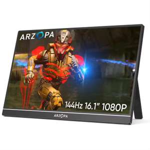 ARZOPA Monitor portátil de 16,1 pulgadas, 144hz, 1080P, FHD, HDR,