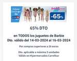 Barbies 3x2 + 65% dto directo con cupón App - SOLO 15-16 MARZO ¡Barbies desde 1,80 €! @ Hipermercados Carrefour (ver condiciones)