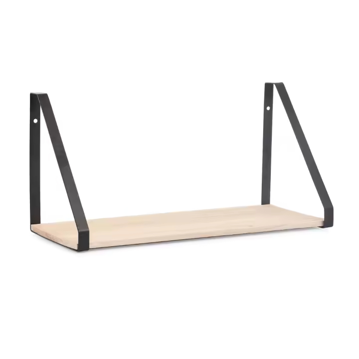 Estantería De Pared Acero Y Pino 40x18x20CM Madera