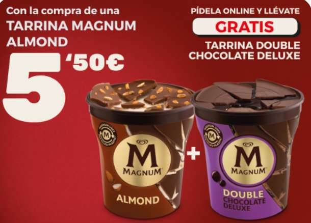 Pide Magnum Almond y de REGALO Tarrina Double Chocolate Deluxe (440ml)