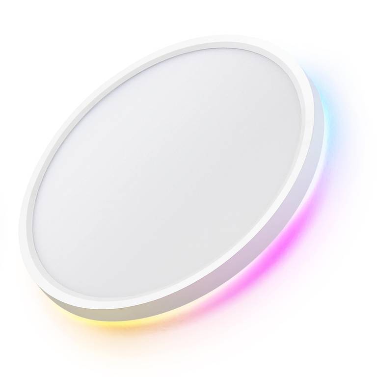 Plafón LED Inteligente 24W Regulable con Mando y Control WiFi – Lámpara de Techo Ultrafina con Luz de Fondo RGB, Compatible Alexa y Google