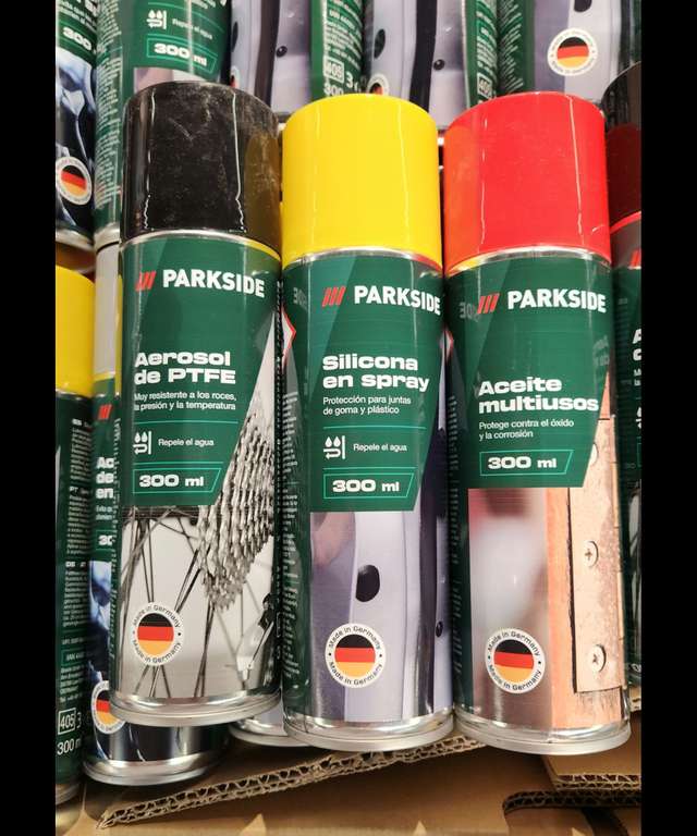 Sprays lubricantes Parkside 300ml Factori Lidl(Pinto, Vallecas y Alcalá de Henares)