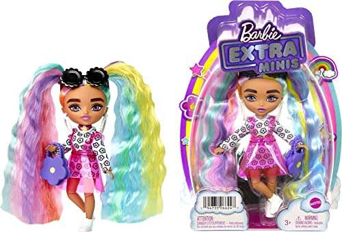 Barbie Extra Mini Vestido magaritas y coletas arcoíris