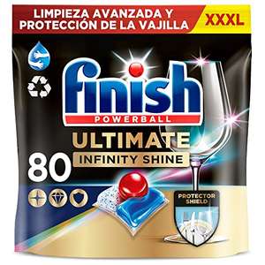 Finish Powerball Ultimate Infinity Shine, pastillas para el lavavajillas contra manchas resecas y escudo protector