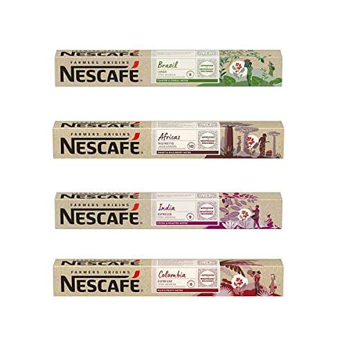 80 Cápsulas Nescafé Farmers Origins cápsulas de café, 4 Sabores,8x10 Aprobado para Máquinas Nespresso