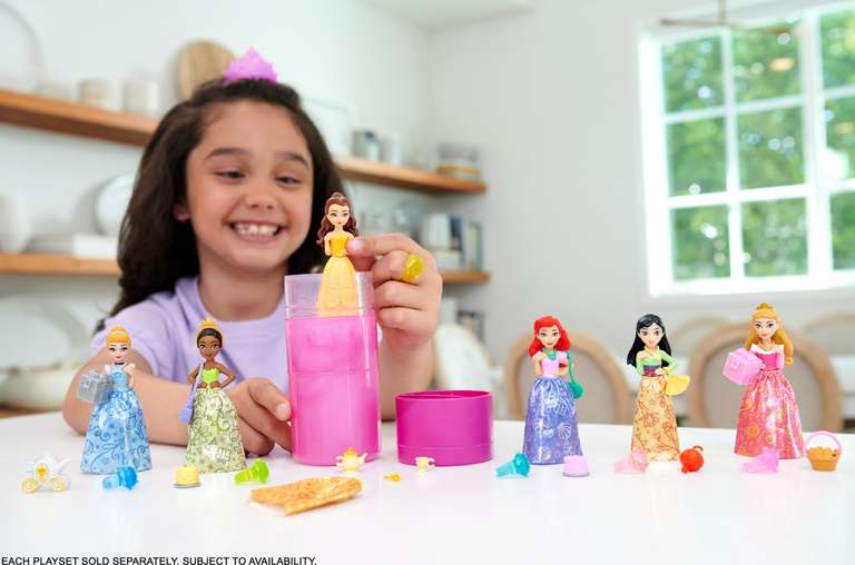 Disney Princess ROYAL COLOR REVEAL Party Edition, muñeca pequeña con efecto sorpresa