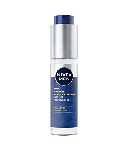 NIVEA MEN Hyaluron Gel Facial Hidratante Antiedad (1 x 50 ml), gel reafirmante que reduce las arrugas, gel para hombre con ácido hialurónico