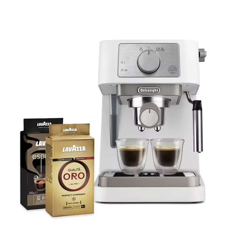 De'Longhi - Stilosa Cafetera Espresso + Café Lavazza (250g Oro + 250g Espresso) 15 bares de presión, capacidad 1L, potencia 1100W