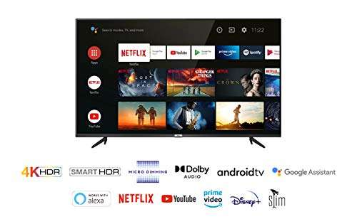 TCL 55P615 - Smart TV 55", 4K HDR, Android TV 9.0, WiFi, Ultra HD, Micro Dimming Pro, Dolby Audio, Compatible con Google Assistant y Alexa