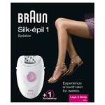 Braun Silképil 1 Depiladora Eléctrica Mujer con cable y sistema de 20 Pinzas, SE1370, Blanco/Rosa