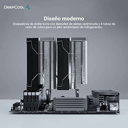 DeepCool AK620 - Disipador de CPU con 6 Heatpipes, 2X 120mm FK120 Ventiladores FDB PWM, 220 W, Compatible con LGA1700 y AM5