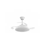 NARVI Ventilador de techo Blanco, Ø40 cm, palas retráctiles,Motor DC, Luz LED Regulable y Memoria. Con Mando. REF JAÉN 1835-40