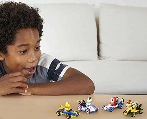 Hot Wheels Mario Kart Pack 4 personajes 2, coches de juguete con personajes, regalo para niños +3 años (Mattel HDB23)