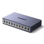 UGREEN 10 Puertos Gigabit PoE LAN Switch con 8 PoE Switch + 2 Gigabit-Uplink 60W Potencia Total para Todos los Puertos PoE