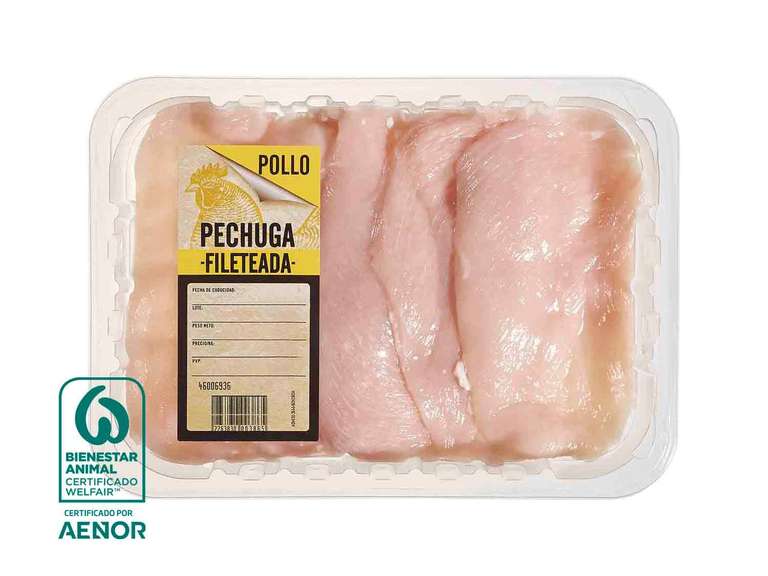 Pechuga de pollo fileteada 500 gramos 3.09€ -Día 13 en Lidl-