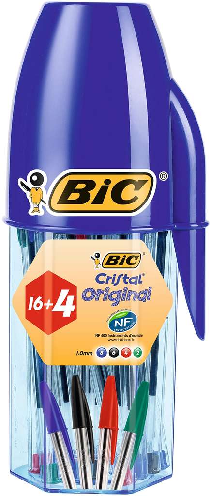 BIC - Bolígrafos Cristal Original de punta fina (0.8 mm) - Colores  surtidos, bolsa de 10