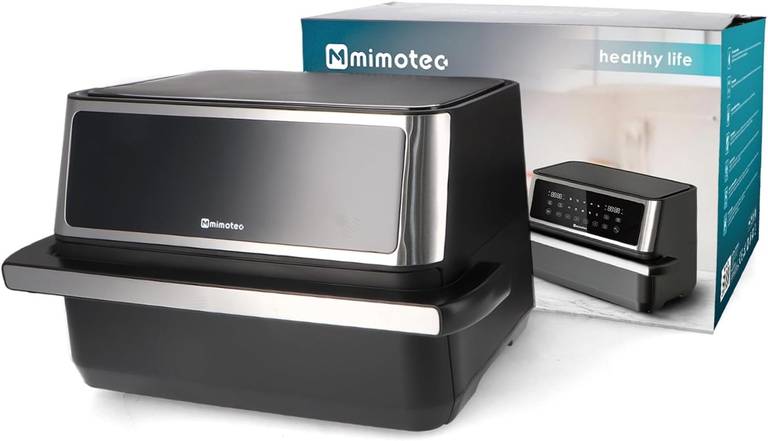 M mimotec – Air Fryer Double Touch 11L (5,5+5,5L) Freidora de Aire Doble sin Aceite, 2850W, 10 Menús, Pantalla Táctil, Temporizador 60min