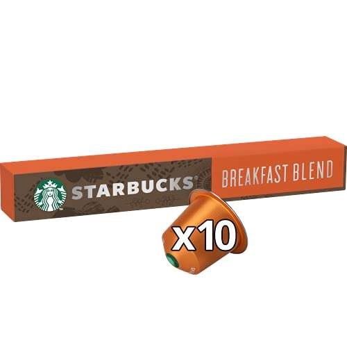 STARBUCKS Breakfast Blend By Nespresso, Cápsulas de Café de Tostado Medio, 8 x Tubo de 10 Unidades,