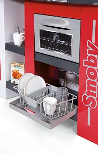 SMOBY XXL Kitchen Studio Bubble, 38 accesorios, simula efecto de agua hirviendo,refrigerador,horno,lavavajillas,dispensador hielo, cafetera