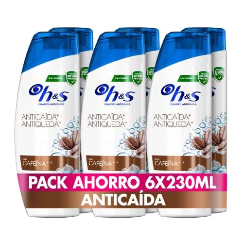 Pack 6 H&S Champú Anticaspa Y Anticaída Para Hombre, Hasta Un 100% De Protección Contra La Caspa, 230 ml x 6