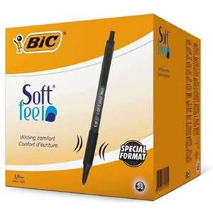 BIC Soft Feel Bolígrafos retráctiles Punta Media (1,0 mm) - Negro, Caja de 36