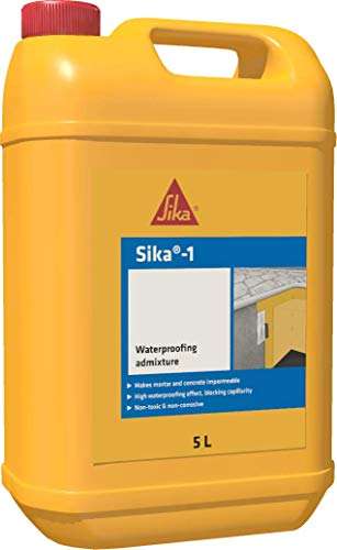 Sika -1 aditivo impermeabilizante, listo para su uso, para mortero y hormigón, sin cloruros, amarillo, 5L