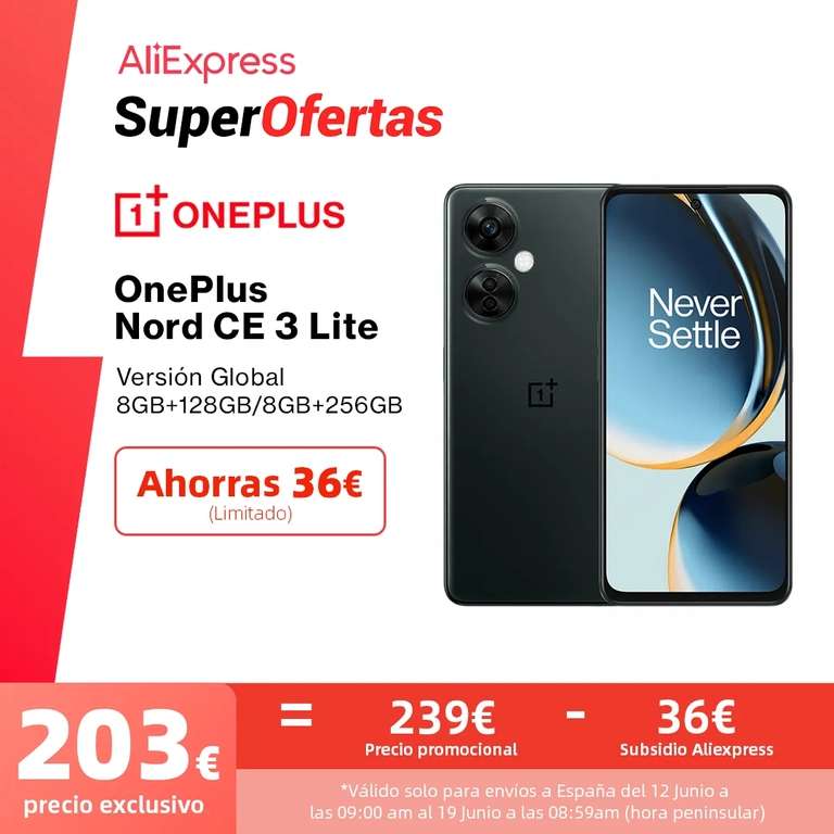 Oneplus Nord CE 3 Lite 5G 8/128GB - Desde España